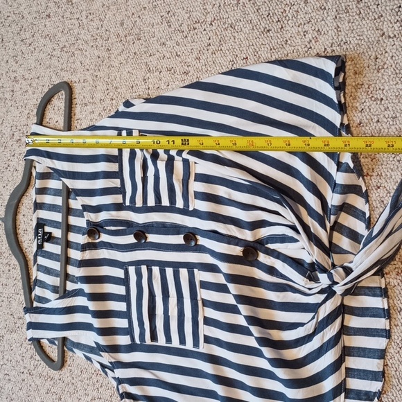 Ana Blue and White Striped Women's Top Small - Picture 7 of 9